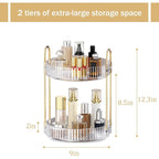 MOKANI 360 Rotating Makeup Organizer for Vanity, 2 Tier Adjustable Perfume Organizer for Dresser, Multi-Function Spinning Cosmetics Skincare Storage for Bedroom, Dresser, Countertop, Clear