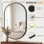 TRAHOME Oval Bathroom Mirror, 2 Pack 24"x36" Black Vanity Mirror for Over Sink, Bedroom, Living Room, Entryway, Modern Mounted Metal Frame Wall Mirror