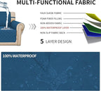 Easy-Going Sofa Slipcover Waterproof Sofa Cover Couch Cover for 4 Cushion Couch with Elastic Straps Washable Non-Slip Furniture Protector Cover for Pets, Dogs, Cat (XX-Large, Peacock Blue)
