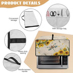 Dragonfly Sunflower Print Microwave Oven Cover Dust-Proof Microwave Toaster Oven Cover with Storage Bags Universal Washable Decor Accessories for Kitchen, S