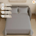Sleeper Sofa Bed Sheet Set - Queen Size 4 PC's Sheet Set Sofa Bed Sheets - 100% Cotton 400 Thread Count Sofa Sheets - Sleeper Sofa Sheets - Fits Mattresses Up to 6" Drop - Light Grey