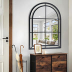 WAMIRRO Arched Mirror,Big Decorative Black Window Pane Mirrors Decor for Wall Mouted/Fireplace/Entryway/Hallway/Living Room/Bathroom 28"X40"