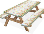 Easter Picnic Table Cover with Bench Covers, Camping Essentials, Easter Buffalo Plaid Bunny Eggs Flowers Outdoor Table Covers, Waterproof, Fitted Tablecloth Cover with Elastic Edge, 3 PCS, 30x96 Inch