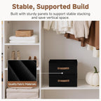 StorageWorks Storage Bins with Lid, Decorative Fabric Storage Bins with Handles, Stackable Closet Organizers for Shelves and Bedroom, Small, Black, 2-Pack