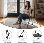 8 Pack Black Folding Chair, Plastic Portable Stackable Commercial Seats with Steel Frame 350lb, Heavy Duty Foldable Chair for Indoor and Outdoor, Patio, Office, Picnic, Kitchen, Events