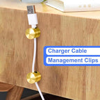 SmallCat 4 Sets Charger Holders for Cords, Gold Color Adjustable Cable Anchor Holders, Adhesive Metal Cord Clips, Cable Management Wire Organizers for Desk, Office, Nightstand