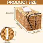Cable Management Box, Handmade Imitation Rattan Cord Cable Organizer, Open Slots Cords Hider Box Cord Basket Under Desk Cord Organizer for Computer Router USB Hub & Power Strip
