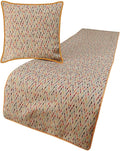 The HomeCentric King Queen Twin Beige & Multicolor Luxury CA King 86"x18" Bed Runner Without Pillow Cover, Chevron Embroidery Bed Scarf on Jacquard Embroidered Fabric - Happy Chevy
