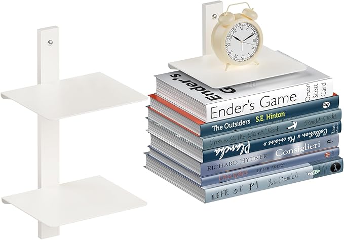 Floating Book Shelves for Wall, 2 Tier Invisible Floating Bookshelf, Vertical