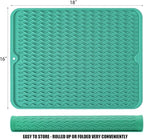 Silicone Dish Drying Mat for Multiple Usage, Easy clean, Eco-friendly, Heat-resistant Dish Drainer Mat for Kitchen Counter,Sink,Refrigerator or Drawer liner (18" x 16", Green)