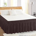King Bed Skirt, Elastic Wrap Around Bed Skirt King Size, Bed Skirts for Adjustable Bed, Easy Fit with 18" Drop Length Tailored Drop Dust Ruffle (Brwon)