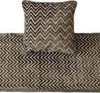 The HomeCentric King Queen Twin Grey Decorative Queen 74"x18" Bed Runner with Pillow Cover, Crystals Bed Scarf on Velvet Fabric - Grey Crystal Chevy