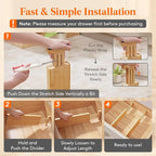 Lifewit 4" High 5 Pack Bamboo Drawer Dividers 31-40cm/12-16 Adjustable Wooden Drawer Organizer for Clothes/Utensils, Expandable Drawer Separator for Dresser/Kitchen/Bedroom/Office Organization