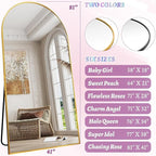 Full Length Mirror, 41"x81" Arched Floor Mirror Freestanding, Floor Standing Full Body Mirror with Stand for Bedroom, Hanging Mounted for Living Room Cloakroom, Gold