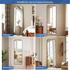 Full Length Mirror 64"x21" Arched Floor Standing Large Mirrors Full Body Mirror with Stand - with Aluminum Frame for Bedroom Living Room, Black