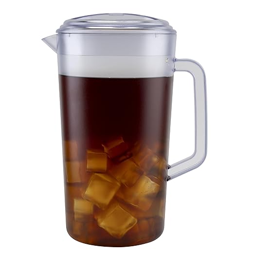 G.E.T. Heavy-Duty 1 Gallon Plastic Pitcher with Lid, Clear, BPA Free
