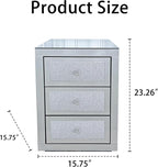 3-Drawer Mirrored Nightstand Bedside Table, Modern Mirrored End Side Table