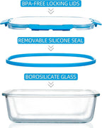 FAWLES 12 Pack Glass Meal Prep Containers with Airtight Lids, Leak-Proof Food Storage Containers, Dishwasher/Microwave/Oven/Freezer Safe Glass Containers for Lunch, Leftovers, to Go (Blue)