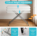FDW 30 Inch Folding Table, Utility Foldable Table for Small Spaces, Small Desk Adjustable Height TV Tray for Laptop, Couch, Camping, No Assembly Required, White