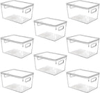 Clear Plastic Stackable Storage Bins with Lids, Pantry Organizers and Storage Containers Fridge Organizer Bins Kitchen Cabinet Organizer Bin for Organizing Under Sink Refrigerator Organization