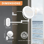 Auxmir 1X/30X Wall Mounted Makeup Mirror with Light, 8" Rechargeable Double-Sided Magnifying Mirror, Vanity Mirror Dimmable 3 Color Light, 360° Extension Rotation Foldable 14.5 Inch Arm, White