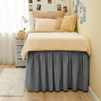 RIMELA Dorm Bed Skirt Twin XL 18 Inch Drop, Extra Long Wrap Around Elastic Bed Skirts Easy to Put On Twin Size Dust Ruffle, Gray Bedskirt for Adjustable Bed Base Solid Silky Fabric Machine Washable
