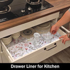 Leaf Floral Shelf Liners Non Adhesive and Strong Non-Slip Shelf and Drawer Liners for Kitchen Cabinet Wire Fridge, Waterproof Shelf Drawer Liner,Easy to Clean,12IN x 10FT