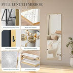 NEWBULIG 59"x16" Full Length Mirror, Full Body Floor Mirror with Aluminum Alloy Thin Frame, Wall or Standing Mirror for Bedroom, Living Room, Dressing Room, Gold