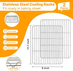 TeamFar Cooling Rack, 11.7” x 9” Stainless Steel Wire Baking Rack for Cooking Roasting Grilling, Fit for Oven Pan, Oven & Dishwasher Safe, Non-toxic & Heavy-Duty, 2PCS