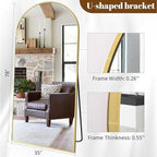 Koonmi 35"x78" Arched Full Length Mirror, Gold Large Floor Mirror with Aluminum Alloy Frame Standing Hanging or Leaning Wall-Mounted Mirror for Living Room and Bedroom