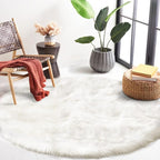 Latepis White Round Rugs 6ft Faux Fur Sheepskin Circle Rug for Living Room Fluffy Washable Rug for Bedroom Teen Room Dorm Cute Room Décor