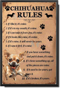Metal Sign Tin Sign Vintage Wall Art Chihuahu Rules Garden Metal Sign for Bar 8×12 Inches with Metal Frame
