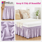 RIMELA Lavender Purple Bed Skirt Queen Size 18 Inch Drop, Wrap Around Elastic Bedskirt, Dust Ruffle for Adjustable Bed Base Machine Washable Easy to Install Bed Skirts