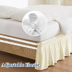 King Bed Skirt, Elastic Wrap Around Bed Skirt King Size, Bed Skirts for Adjustable Bed, Easy Fit with 14" Drop Length Tailored Drop Dust Ruffle (Light Yellow)
