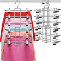 Pants Hangers with Clips,Space Saving Hanging Closet Organizer-6 Tiers Skirt Hangers with 360° Swivel Hook,Closet Organizer-Clothes Hangers- College Dorm Essentials Apartment Essentials- 4 Pack
