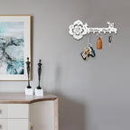 Deveosa Key Hooks Holder for Wall Decorative - Small White Entryway Welcome Home Sign Key Hanging Hangers Wall Mounted Racks