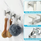 Alise Coat Hooks Hat and Coat Rack with 3 Hooks Wall Mount Key Hooks for Robes, Bags, Keys, and Towels,SUS304 Stainless Steel Wall Hooks for Hanging,Self Adhesive or Drilling Mounted,Brushed