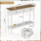 3More Entryway Console Table with 3 Drawers,42" Carved Hallway Table with Open Shelf,Long Sofa Table for Living Room, Hallway, Behind Couch,White