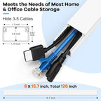 126in Cord Hider Kit, ZhiYo Wire Hiders for TV on Wall, Paintable Cable Management Kit, Wire Cover for Wall Mount TV, White Cable Raceway, Cord Cover Wire Management Kit, 8 x L15.7in W1.18in H0.67in