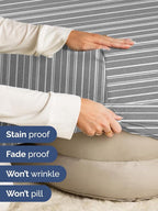 Extra Deep Queen Fitted Sheet - Hotel Luxury Single Fitted Sheet Only - Easily Fits 18 inch to 24 inch Mattress - Ultra Soft, Wrinkle Free with Extra Deep Pockets - Breathable & Comfy - Grey Stripes