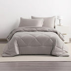 NTBAY Twin Comforter Set with Sheets, 5 Pieces Soft and Breathable Twin Bedding Set, Bed in a Bag, Down Alternative Comforter Set Solid Color All Season, Kids Bedding Set, Smoke Grey