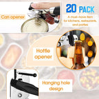 Gisafai 20 Pcs Manual Can Opener with Sharp Blade Smooth Edge Multifunctional Kitchen Gadget Handheld Openers Oversized Handheld Knob Can and Bottle Animals