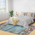 3x4 Vines Rugs for Entryway - Vintage Wood Panels Kids Bedroom Rug, Rural Flowers Mudroom Rug Soft for Coffee Shop Living Room Under Table Game Room