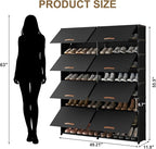 Shoe Storage Cabinet with Door, 54 Pairs Shoe Rack 2 by 9 Tier Space Saving Plastic Shoe Organizer with Cover for Closet, Hallway, Living Room, Bedroom, Garage,Black