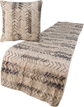The HomeCentric King Queen Twin Grey Decorative Queen 74"x18" Bed Runner with Pillow Cover, Tie & Dye Beaded Bed Scarf on Cotton Fabric - Tie Dye Chevy