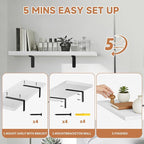 Easy Install Floating Shelves, 15.7 Inch Wall Mounted Wood Shelf, Hanging Shelf