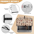 Toaster Oven Dust Cover Small Kitchen Appliance Cover for Countertop Convection Ovens,Small Appliances, L, 18.5 x 22.5 x 13 inches, Coffee Chocolate Print Beige