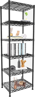 GIOTORENT 6-Tier Storage Shelves Standing Shelving Metal Units, Adjustable Height Wire Shelf Display Rack for Pantry Laundry Bathroom Kitchen 16.6” x 11.8” x 63”, Black