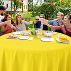 Ragnhild 16 Pack Yellow Plastic Round Tablecloth, 84 Inch, Waterproof & Stain Resistant, Perfect for Birthday Parties, Graduations, Weddings, Everyday Use