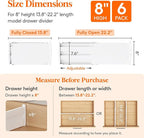Lifewit 8" Tall 6 Pack Drawer Dividers, 35-56.5cm/13.8-22.2" Expandable Drawer Divider for Clothes, Adjustable Dresser Drawer Organizers, Drawers Separators for Dresser/Bathroom/Closet/Kitchen White